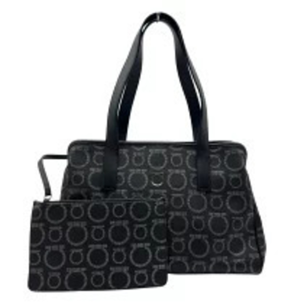 Salvatore Ferragamo Gancini Tote Bag Leather Black